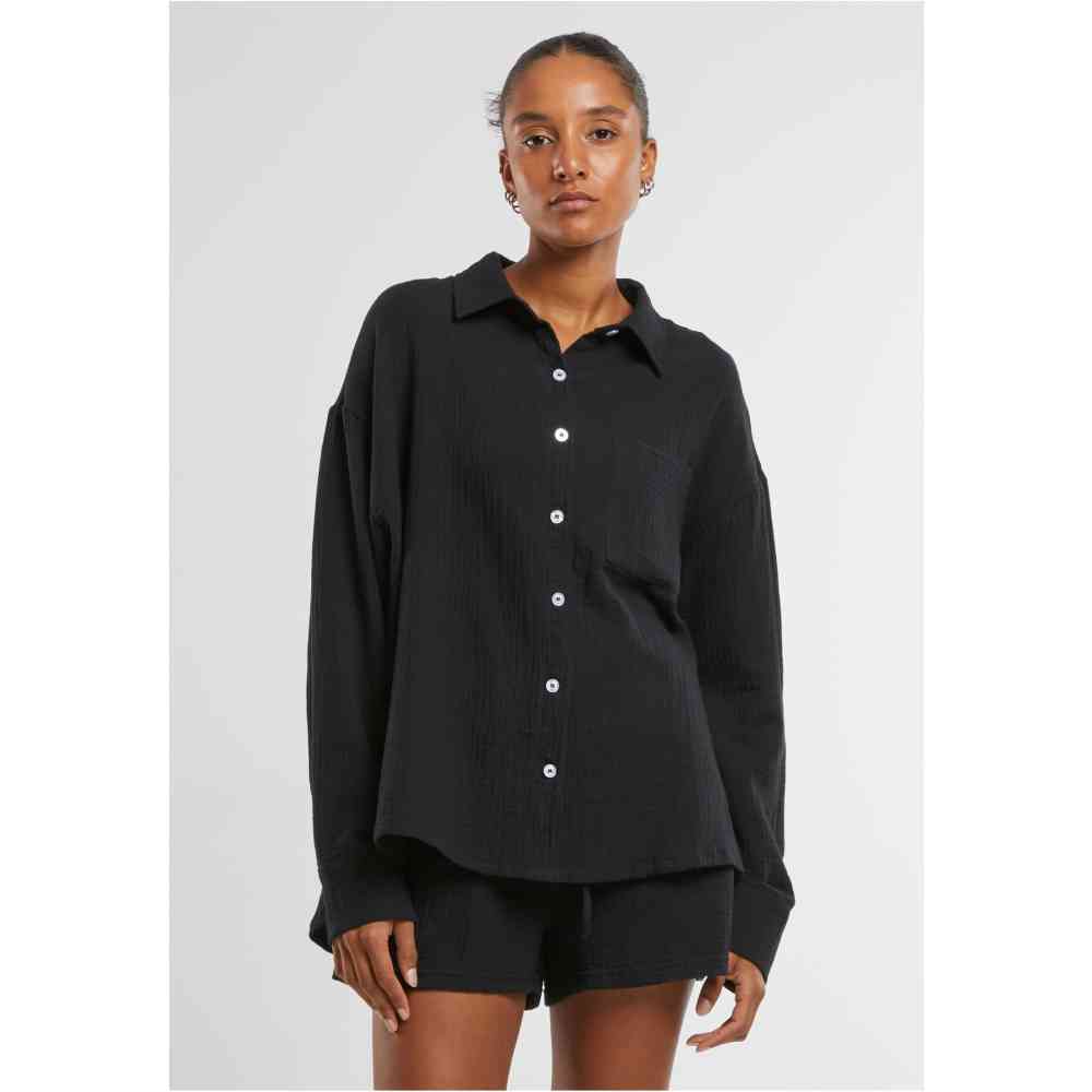 Urban Classics - Oversized Musselin Blouse - Zwart
